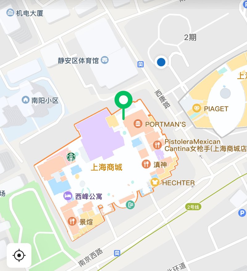 Nuvi location map — Shanghai Centre, Nanjing Xi Lu